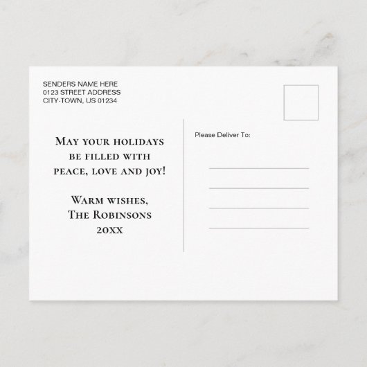 Frohe Weihnachten Stilvolle Rustikale Winterbaum (Rückseite)