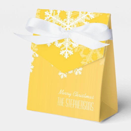 Frohe Weihnachten Stilvolle Yellow Snowflakes Must Geschenkschachtel (Vorderseite)