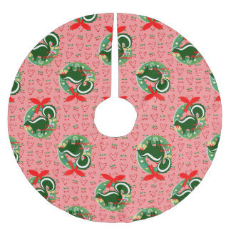 Frohe Weihnachten Stinktier rosa Zuckerstangen Polyester Weihnachtsbaumdecke