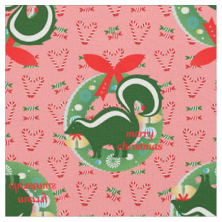 Frohe Weihnachten Stinktier rosa Zuckerstangen Stoff