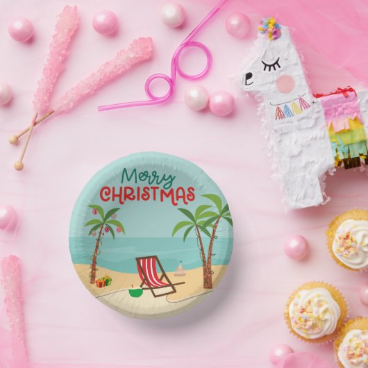 Frohe Weihnachten Strand Pappteller (Party)