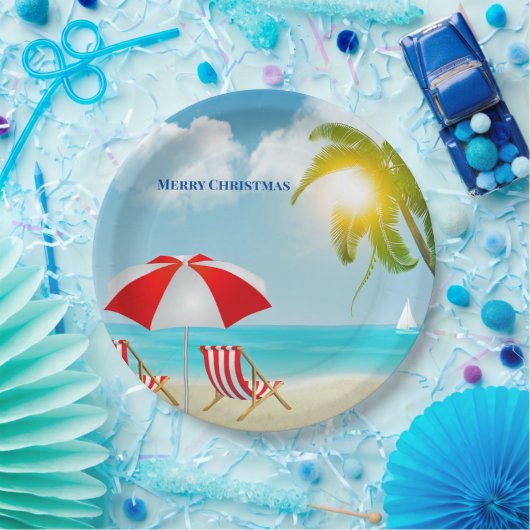 Frohe Weihnachten Strand Pappteller (Party)