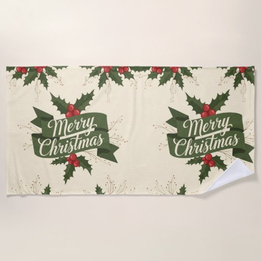 Frohe Weihnachten Strandtuch (Vorderseite)
