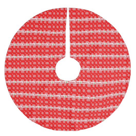 Frohe Weihnachten Streifen rot und weiß Retro Polyester Weihnachtsbaumdecke (Vorderseite)