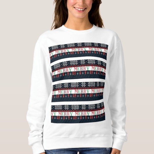 Frohe Weihnachten Strick Sweatshirt (Vorderseite)