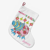 Frohe Weihnachten Strumpf, Pink Pig Großer Weihnachtsstrumpf (Vorderansicht (hängend))