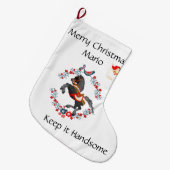 Frohe Weihnachten Strumpf Santa Behielt es schön Großer Weihnachtsstrumpf (Vorderansicht (hängend))