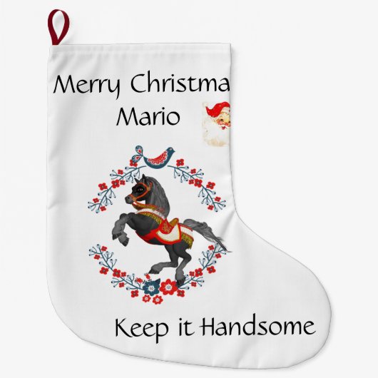 Frohe Weihnachten Strumpf Santa Behielt es schön Großer Weihnachtsstrumpf (Vorderseite)