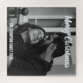 Frohe Weihnachten stylische Schwarz-Weiß-Schrift Puzzle (Horizontal)