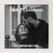 Frohe Weihnachten stylische Schwarz-Weiß-Schrift Puzzle (Vertikal)