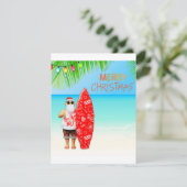 Frohe Weihnachten Surfin' Santa Dankeskarte (Stehend Vorderseite)