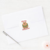 Frohe Weihnachten Süße Capybara-Weihnachtskrone Runder Aufkleber (Umschlag)