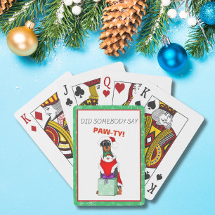 Frohe Weihnachten Süße Dobermann in Santa-Outfit Spielkarten