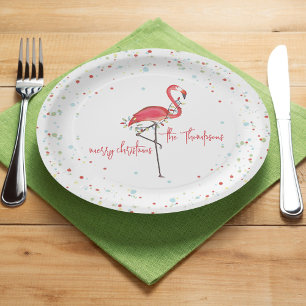 Frohe Weihnachten Süße Festliche Flamingo Lichterk Pappteller