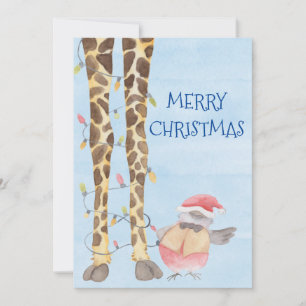 Frohe Weihnachten Süße Giraffe Wasserfarben