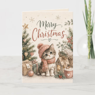 Frohe Weihnachten Süße Katzen-Grußkarte Karte