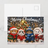 Frohe Weihnachten Süße Katzen in Winterpullovern (Vorne/Hinten)