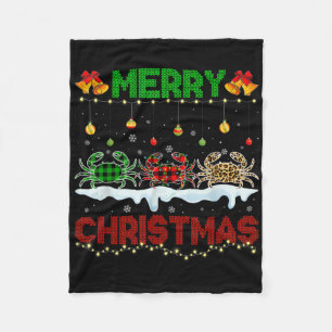 Frohe Weihnachten Süße Krabbe Xmas Leopard Kariert Fleecedecke