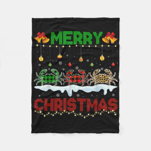 Frohe Weihnachten Süße Krabbe Xmas Leopard Kariert Fleecedecke (Vorderseite)