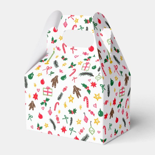 Frohe Weihnachten Süße Kritzelei Whimsical-Muster  Geschenkschachtel (Vorderseite)