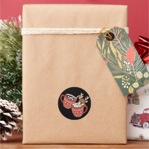 Frohe Weihnachten Süße Rentiere Familie Weihnachte Runder Aufkleber