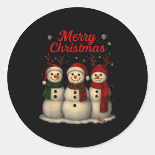 Frohe Weihnachten Süße Schneemann Gestaltung  Runder Aufkleber