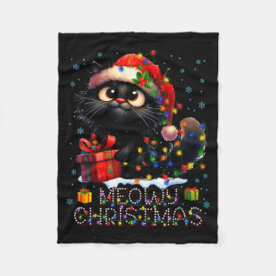 Frohe Weihnachten Süße Schwarze Katze Weihnachten  Fleecedecke