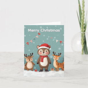 Frohe Weihnachten Süße Tiere Weihnachtskarte Dankeskarte