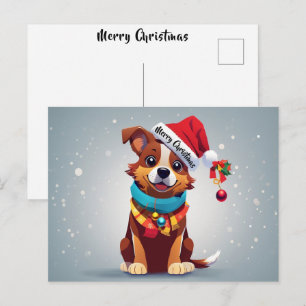 Frohe Weihnachten Süßer dekorierter Welpe Weihnach Postkarte