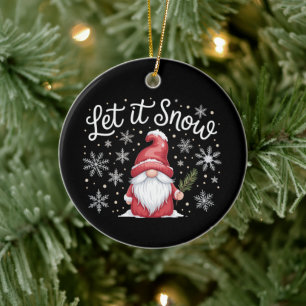 Frohe Weihnachten Süßer Gnom Lass es schneien Wint Keramik Ornament