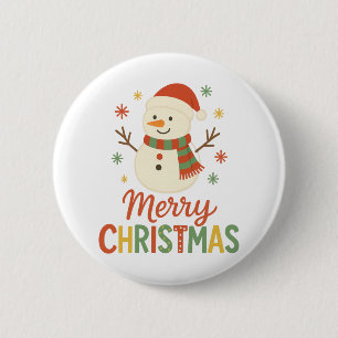 Frohe Weihnachten Süßer Schneemann Festliche Grüße Button