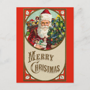 Frohe Weihnachten Süßer Vintage-Weihnachtsmann Postkarte