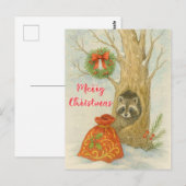 Frohe Weihnachten Süßer Waschbär Wildtiere Postkarte (Vorne/Hinten)