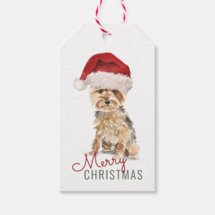 Frohe Weihnachten Süßer Yorkshire Terrier Custom Geschenkanhänger