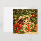 Frohe Weihnachten Süßes Kätzchen in Geschenkbox  (Vorne/Hinten)