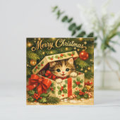 Frohe Weihnachten Süßes Kätzchen in Geschenkbox  (Stehend Vorderseite)