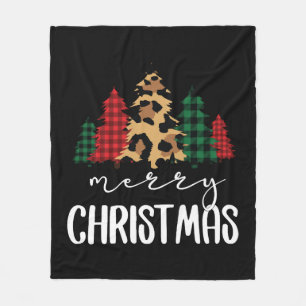 Frohe Weihnachten Svg Leopard Tree Fleecedecke