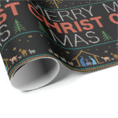 Frohe Weihnachten Sweater Christlicher Glaube Jesu Geschenkpapier (Rolleneckpunkt)