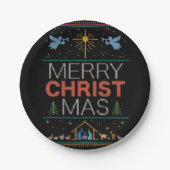 Frohe Weihnachten Sweater Religiöse Geburt Pappteller (Vorderseite)