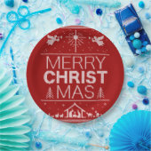 Frohe Weihnachten Sweater Religious Christ Red Pappteller (Party)