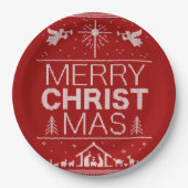 Frohe Weihnachten Sweater Religious Christ Red Pappteller (Vorderseite)