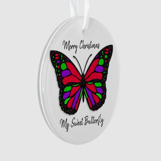 Frohe Weihnachten Sweet Butterfly Holiday Keepake Ornament (Vorderseite)