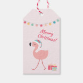 Frohe Weihnachten - Sweet Tropical Santa Flamingo Geschenkanhänger (Vorderseite)