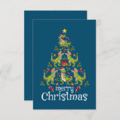 Frohe Weihnachten T Rex Boys Kinder Weihnachtsbaum Dankeskarte (Vorne/Hinten)