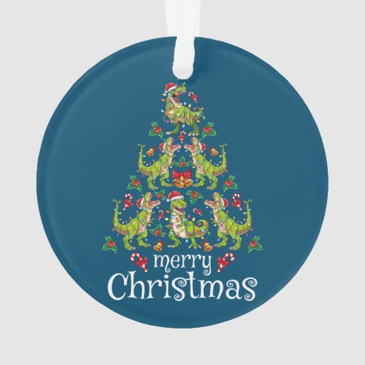Frohe Weihnachten T Rex Boys Kinder Weihnachtsbaum Ornament (Rückseite)