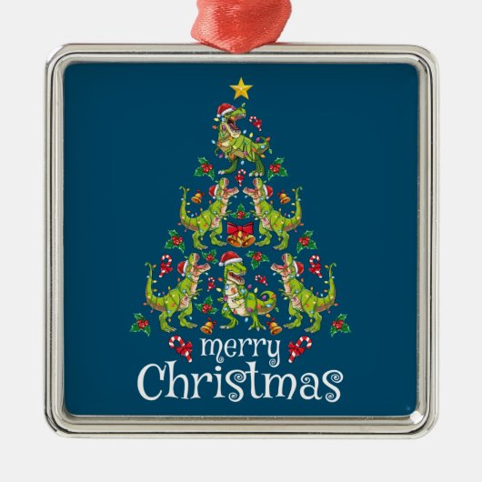 Frohe Weihnachten T Rex Boys Kinder Weihnachtsbaum Ornament Aus Metall (Vorne)