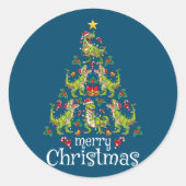Frohe Weihnachten T Rex Boys Kinder Weihnachtsbaum Runder Aufkleber (Vorderseite)