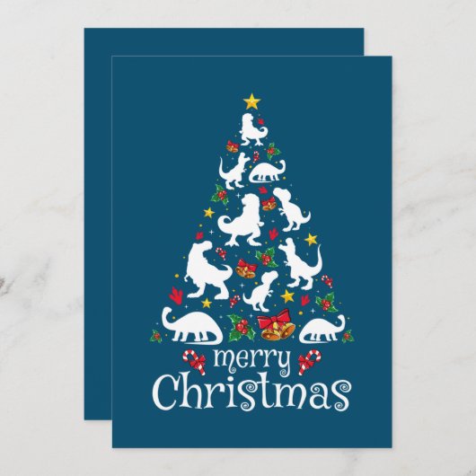 Frohe Weihnachten T Rex Kids Boys Funny Christmas Einladung (Vorne/Hinten)