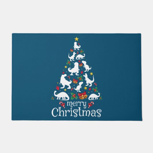 Frohe Weihnachten T Rex Kids Boys Funny Christmas Fußmatte (Vorderseite)