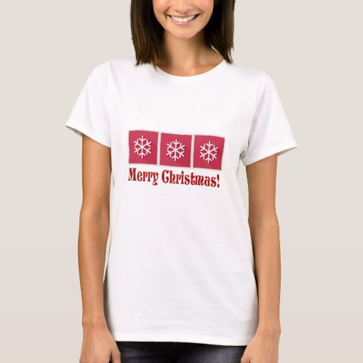 Frohe Weihnachten T - Shirt - 3 Schneeflocken (Vorderseite)